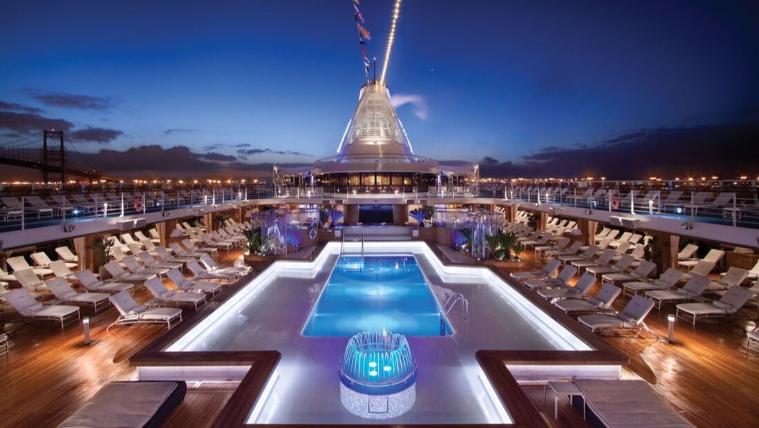 Oceania cruise ship pool at night