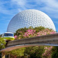 Epcot Disney World monorail and spaceship earth