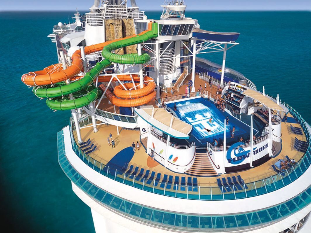 Waterslides and Flow Rider on a Royal Caribbean ship